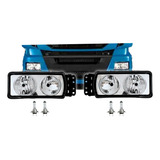 Par Farol Compatível Iveco Stralis Tector Cromado + Lâmpadas