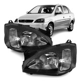 Par Farol Corsa Hatch Mascara Negra 2003 2004 2005 2006 2007