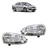 Par Farol Dianteiro Jetta 2007 A 2010 Máscara Cromada Preto