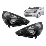 Par Farol Honda Fit 2003 2004 2005 2006 07 08 Mascara Negra