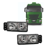 Par Farol Iveco Stralis Tector Fundo Cromado.