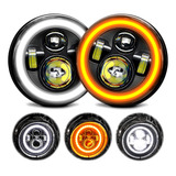 Par Farol Led 7 Polegadas Redondo Angel Eyes Led Jeep Fusca