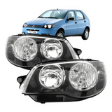 Par Farol Mascara Negra Palio Mpi Fire 04 A 2013 Aro Cromado