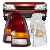 Par Lanterna Traseira Kadett 1989 1990 1991 1992 1993 1994 1995 Tricolor + 2 Pisca Eta Dianteira Cristal Acrílico