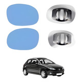 Par Lente Espelho Retrovisor Azul Peugeot 206 Com Base