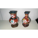 Par Mini Vasinhos Cloisone Com Peanha Antigos Lindos (dd)