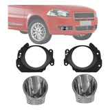 Par Moldura E Suporte Farol Milha Aro Cromo Palio El 09 A 11