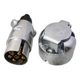 Par Plug Tomada Carretinha 7 Polos Macho/femea Cromada Metal