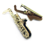 Par Presilha Saxofone Dourado Sax Prendedor Partitura