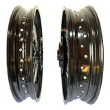 Par Rodas Nx Falcon Super Motard Pretos Aros 17 + Raios 4mm
