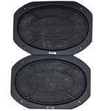 Par Tela Classica Alto Falante 6x9 Polegadas Vintage Cor Preta Grade Premier Com Forro Hexagonal Retro Tnt Full Plastico