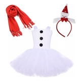 Para Vestido Infantil De Tule Com Boneco De Neve E Roupas