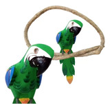Pássaro Arara Verde -decoração -enfeite - Madeira -mini 35cm