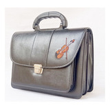 Pasta Bolsa Ccb Executiva Tripla Liso Preta Ap Bordado R1973 Cor Preto