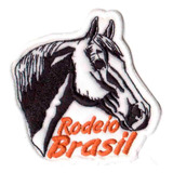 Patch Bordado - Rodeio Show Cavalo Brasil Branco Ad30103-224