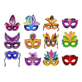 Patch Estampado, Kit Com 12 Mascaras Carnaval, Termocolante