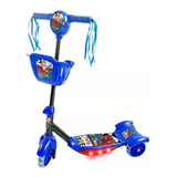 Patinete Dm Toys Com Cesta Corrida Divertida Azul E Preto Para Crianças