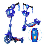 Patinete Para Meninos De 3 Rodas Com Led E Som Art Brink