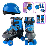 Patins 4 Rodas Infantil Roller Ajustavél Quad Kit Proteção 