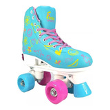 Patins 4 Rodas Retrô Clássico Azul E Rosa Menina Rollerskate