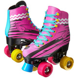 Patins Adulto Feminino Roller 4 Rodas Rosa 32 Ao 41