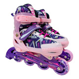 Patins In Line Roller Infanto Juvenil Play Rosa Nº 34 Ao 37