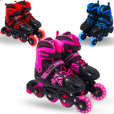 Patins Infantil 4 Rodas Inline C/ Led Varios Tamanhos Cores