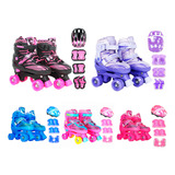 Patins Infantil 4 Rodas Roller + Proteção Capacete Ajustável