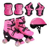 Patins Infantil C/ Acessórios Roller Ajustável Com Led