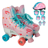 Patins Infantil Com Kit De Proteção, Botinha Romeu E Julieta