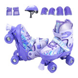 Patins Infantil Quad 4 Rodas Roller + Kit Proteção Completo