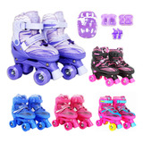Patins Infantil Roller 4 Rodas + Capacete Proteção Ajustável