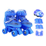 Patins Infantil Roller 4 Rodas + Proteção Capacete Ajustável