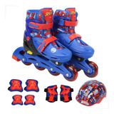 Patins Infantil Spiderman Marvel 4 Rodas Roller Kit Proteção