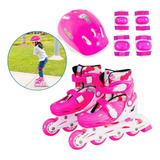 Patins Inline Infantil Abec-7 Até 90kg + Kit De Proteção