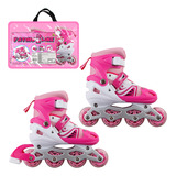 Patins Inline Semi-profissional Ajustável Com 4 Rodas Led