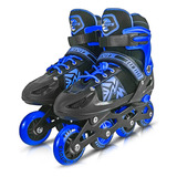 Patins Inline Tam. Ajustável Azul 4 Rodas Infantil Unitoys