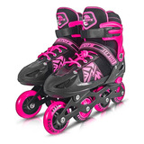 Patins Inline Tam. Ajustável Rosa 4 Rodas Infantil Unitoys