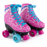 Patins Profissional Infantil 4 Rodas Roller 34 40 Luna Rosa