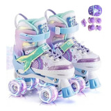 Patins Quad Lindo Tam./ajustável + Kit Proteção Rodinhas Led