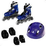 Patins Roller In-line Ajustável+ Kit Proteção Infantil Prata