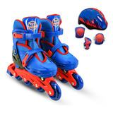 Patins Roller Infantil Inline Menino + Kit Proteção
