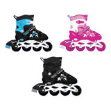 Patins Rosa 4 Rodas Led Infantil Ajustável + Kit Proteção 