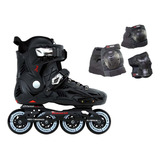 Patins Traxart Dynamix Preto + Kit De Proteção Dr-029