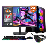 Pc Gamer Completo Bluepc Pulse Amd Ryzen 5 5600gt 16gb Ddr4 Radeon Vega 7 Ssd 480gb Fonte 500w Monitor 20 E Kit Gamer Completo - Pgbp-2050pu