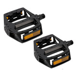 Pedal Alumínio Plataforma Bicicleta Bike Rosca Grossa 9/16 Mtb Preto Com Refletores