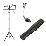 Pedestal Suporte Estante Partitura C/bag,luminária 4 Leds