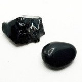 Pedra Obsidiana Negra Bruta E Polida P/coleção 5cm Kit C/2 