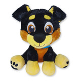 Pelúcia Nyx Cachorro De Pelúcia Sentado Fofinho Fizzy Toys Preto E Amarelo Tamanho Médio