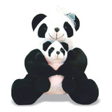 Pelúcia Panda Com Filhote - Antialérgica- Soft Toys Cor Braco E Preto